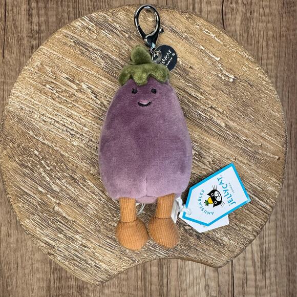 Jellycat Eggplant Bag Charm Jellycat Charm Bag Flair Gift FAST SHIP NEW - Picture 1 of 8